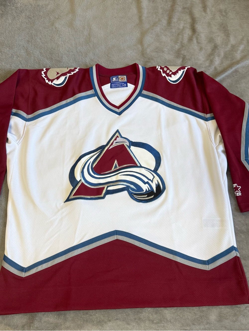 Vintage Starter Colorado Avalanche NHL White Hockey Jersey Mens Size Large